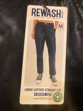 Rewash Black Vegan Leather Pants